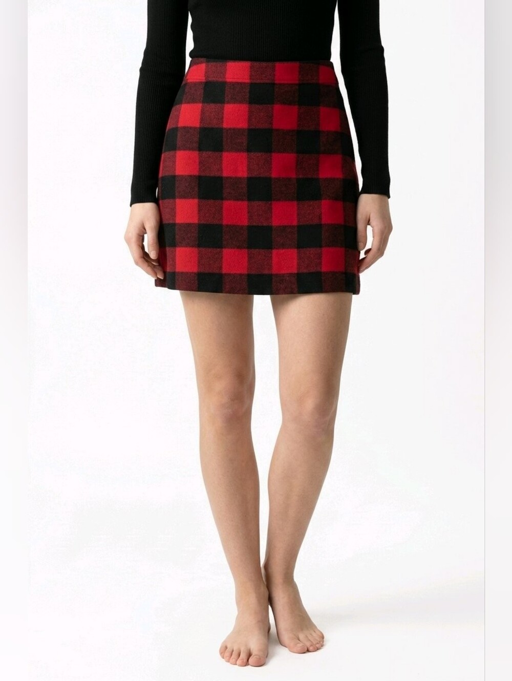 J. Crew Buffalo Plaid Wool Blend A-Line Mini Skirt Red Black Womens Size 8 AC275 - Picture 12 of 12